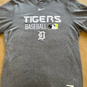 Nike Dri-Fit Gray Detroit Tigers Baseball Tee -Men's Size M
